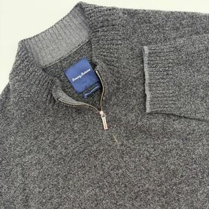 Tommy Bahama Mens 3XT Merino Wool Blend Quarter Zip Sweater Gray Italian Yarn